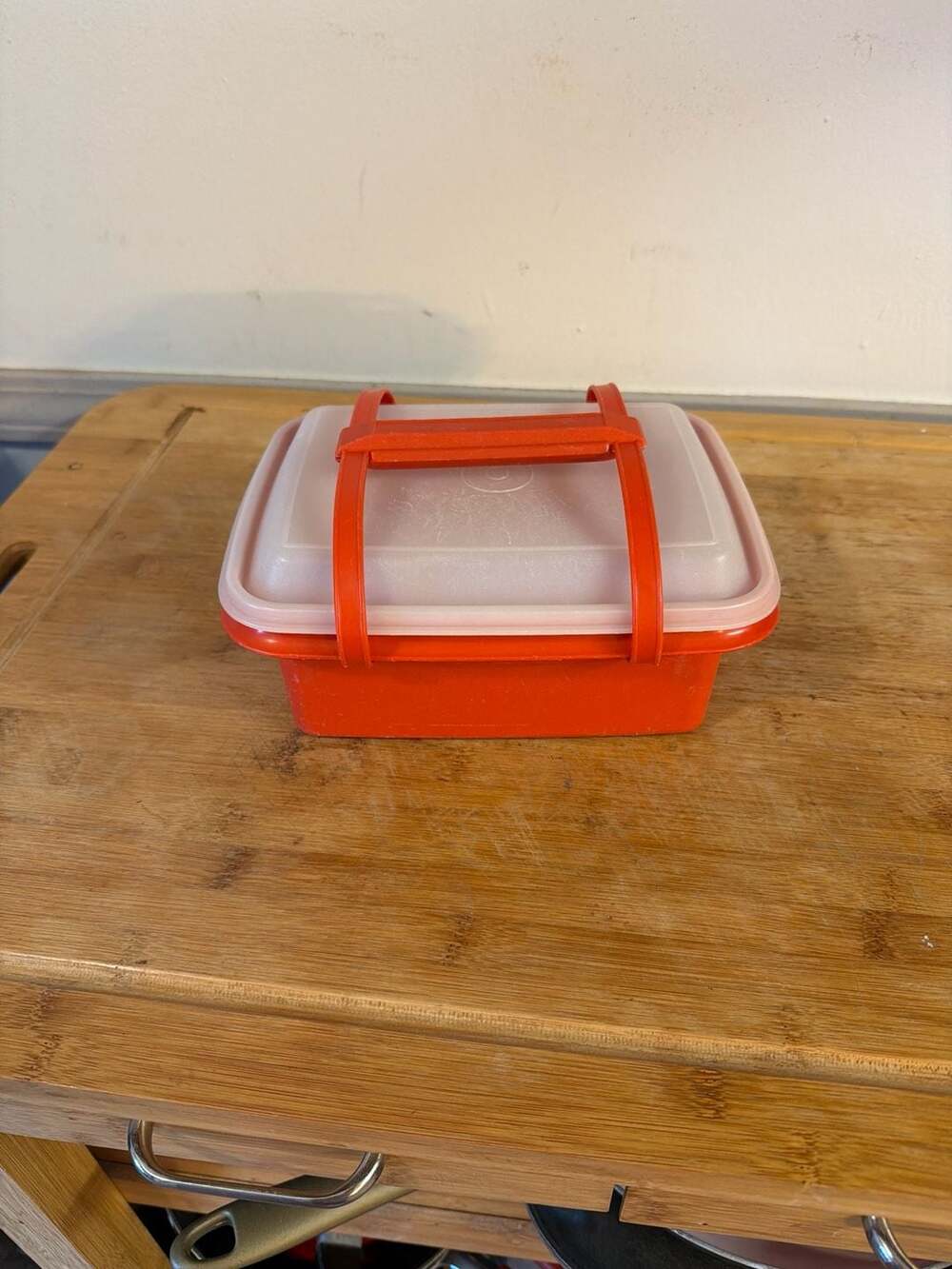 Vintage Tupperware Pak N Carry Lunch Box with Handle Red 1254